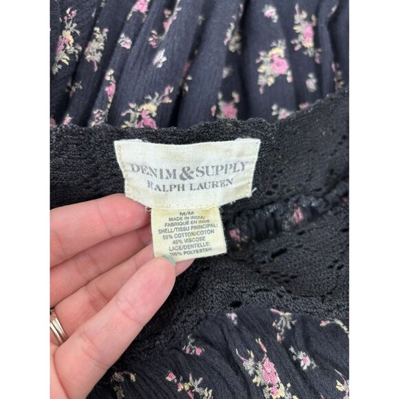 Ralph Lauren Denim and Supply women's medium black floral kimono sleeve blouse - Picture 9 of 9